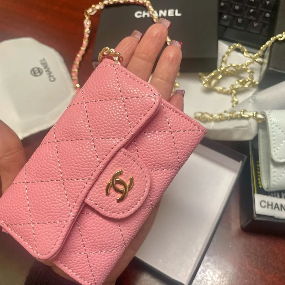 💕💝😍Chanel light Pink Quilted Mini Bag Wallet on chain - Picture 15 of 15
